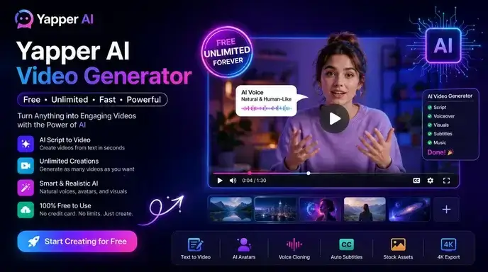 Trình tạo video Yapper AI miễn phí không giới hạn