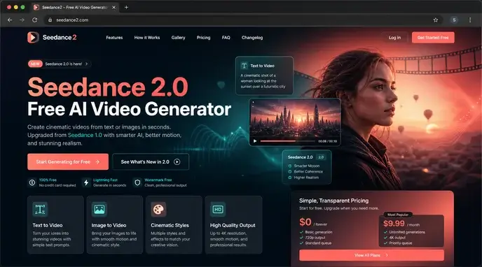 Seedance2 Generador de Video AI Gratis