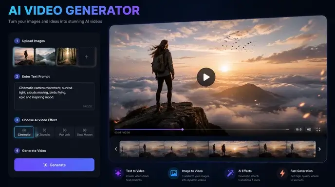 Alternatywny generator wideo insMind AI: bezpłatne tworzenie
